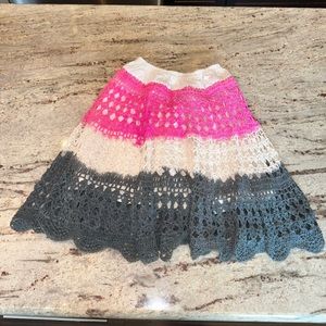 Girls pink white and grey crochet skirt